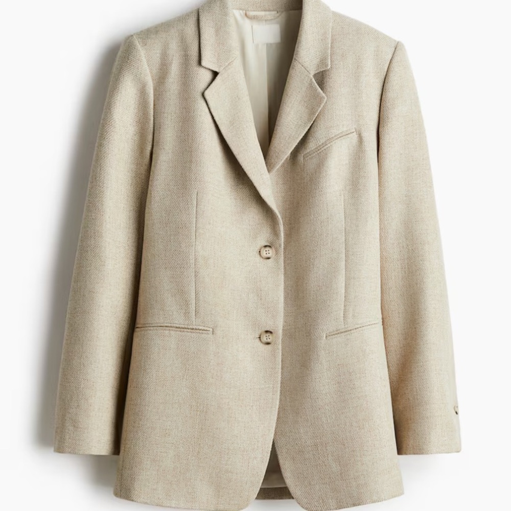 NWT H&M Boyfriend Fit Beige Single-Button Blazer Jacket